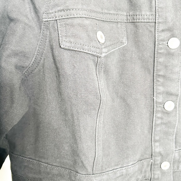 Agnes Orinda Plus Size BLACK Denim Jacket Button Up Long Sleeve Jean Jackets 1X - Picture 6 of 9